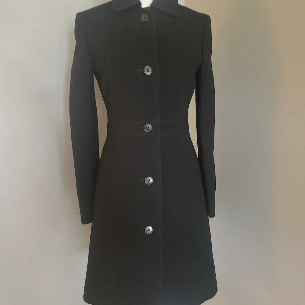 J.Crew Classic Black Lady Day Coat Italian Double Cloth Wool Thinsulate 0 49622 - Picture 5 of 11
